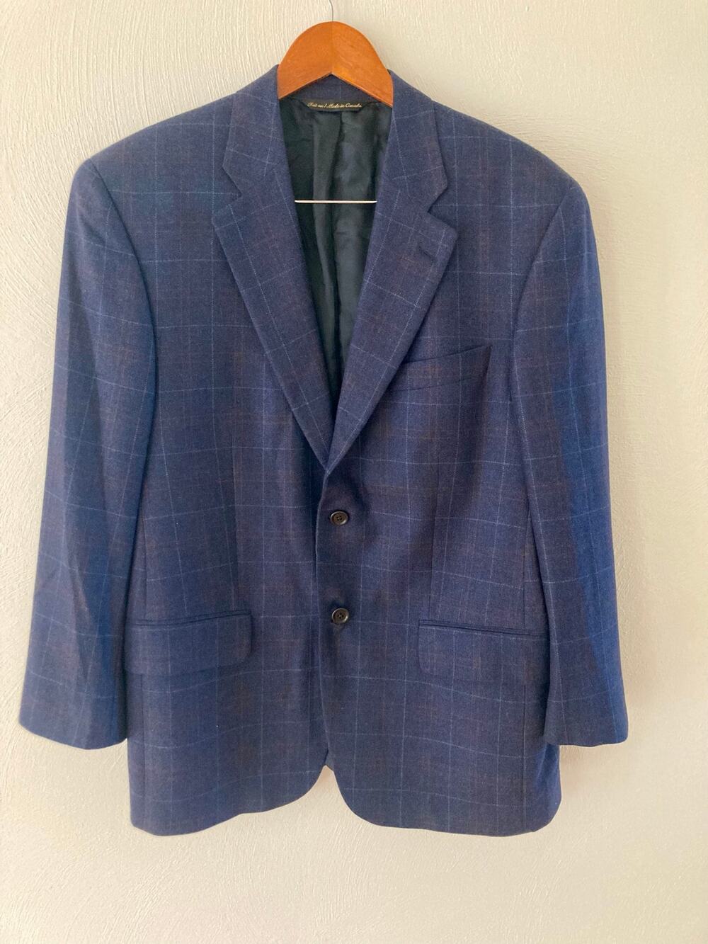 Saks Fifth Avenue Loro Piana Cashmere Blazer 40S Blue Plaid SportCoat Stuartwood